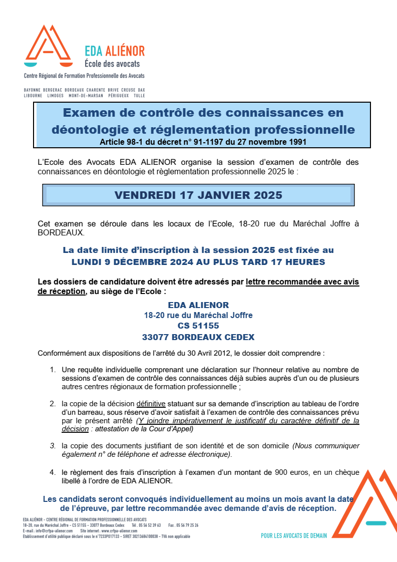 PUBLICITE Examen 17 janvier 2025