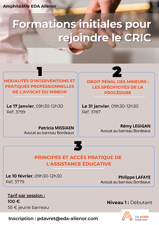 Formations initiales pour rejoindre CRIC BORDEAUX- 17-31/01 et 10/02/2025